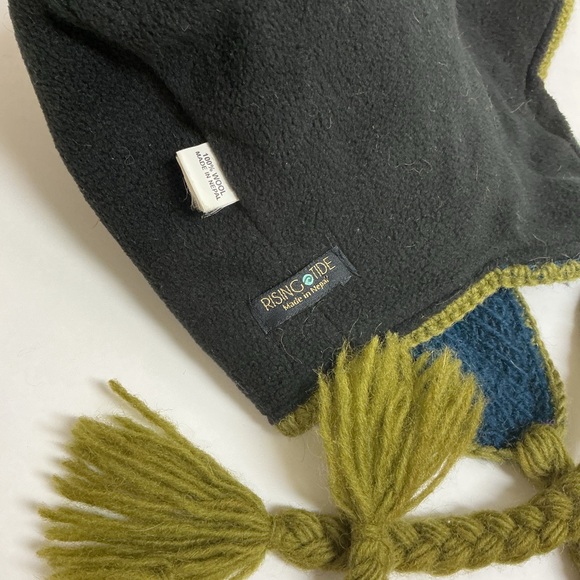 Nepal Chullo 100% Wool Hat Pom Braid Handmade Fleece Liner Knit Ski Cap Vintage - Picture 7 of 13